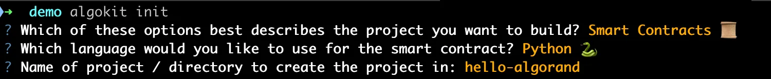 AlgoKit Init: Specifying folder name